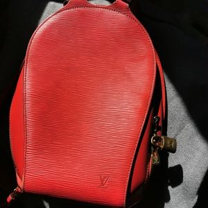 Louis Vuitton Mabillon red epi backpack
